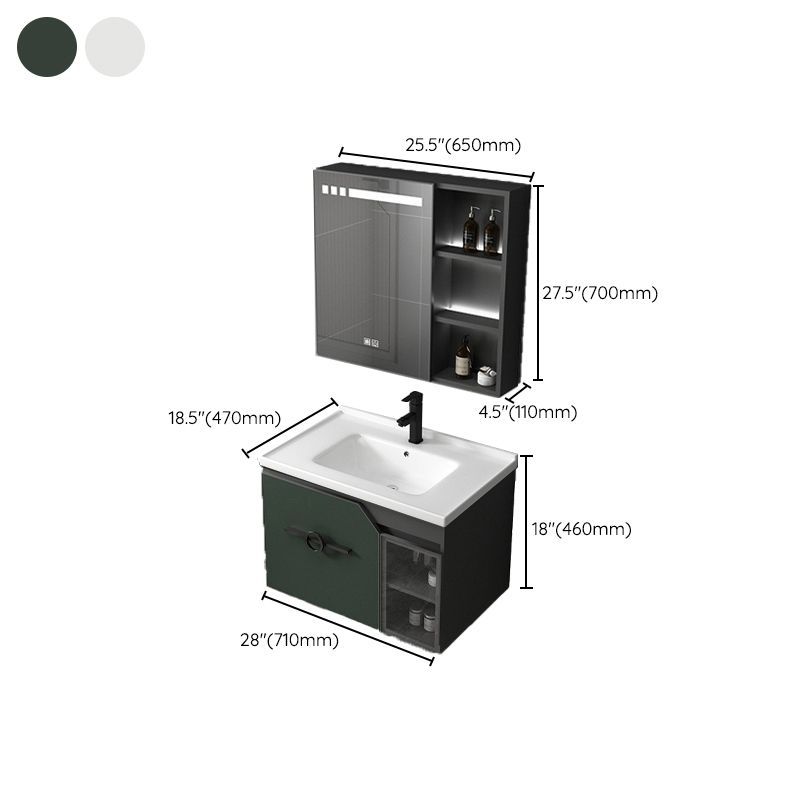 Metal Frame Bath Vanity Mirror Rectangle Wall Mount Single Sink Bathroom Vanity Set Clearhalo 'Bathroom Remodel & Bathroom Fixtures' 'Bathroom Vanities' 'bathroom_vanities' 'Home Improvement' 'home_improvement' 'home_improvement_bathroom_vanities' 1200x1200_c3856984-4a7e-4fe8-ad4e-b2551d02763b