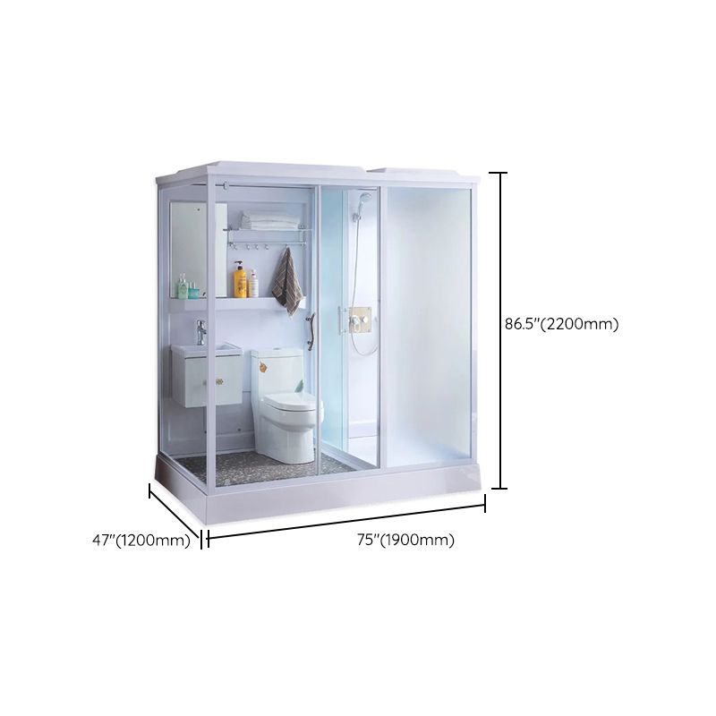 White Rectangular Shower Stall Tempered Glass Shower Enclosure without toilet Clearhalo 'Bathroom Remodel & Bathroom Fixtures' 'Home Improvement' 'home_improvement' 'home_improvement_shower_stalls_enclosures' 'Shower Stalls & Enclosures' 'shower_stalls_enclosures' 'Showers & Bathtubs' 1200x1200_c392cded-4f54-4012-a698-2b6339902422