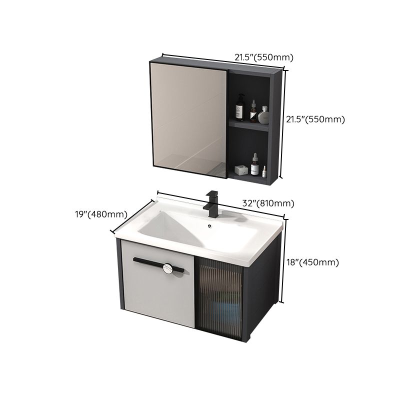 Metal Base Modern Bathroom Vanity Single Rectangular Wall Mount Vanity Set Clearhalo 'Bathroom Remodel & Bathroom Fixtures' 'Bathroom Vanities' 'bathroom_vanities' 'Home Improvement' 'home_improvement' 'home_improvement_bathroom_vanities' 1200x1200_c396f790-d576-4d2d-9053-d3a2ba8fa46c
