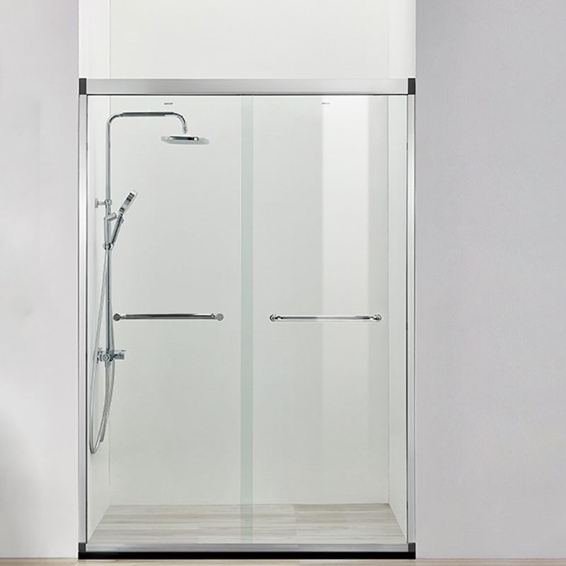 Black Double Sliding Shower Bath Door Semi-Frameless Tempered Shower Doors Clearhalo 'Bathroom Remodel & Bathroom Fixtures' 'Home Improvement' 'home_improvement' 'home_improvement_shower_tub_doors' 'Shower and Tub Doors' 'shower_tub_doors' 'Showers & Bathtubs' 1200x1200_c3a71fb3-4386-40ae-8d2f-859e56285df8