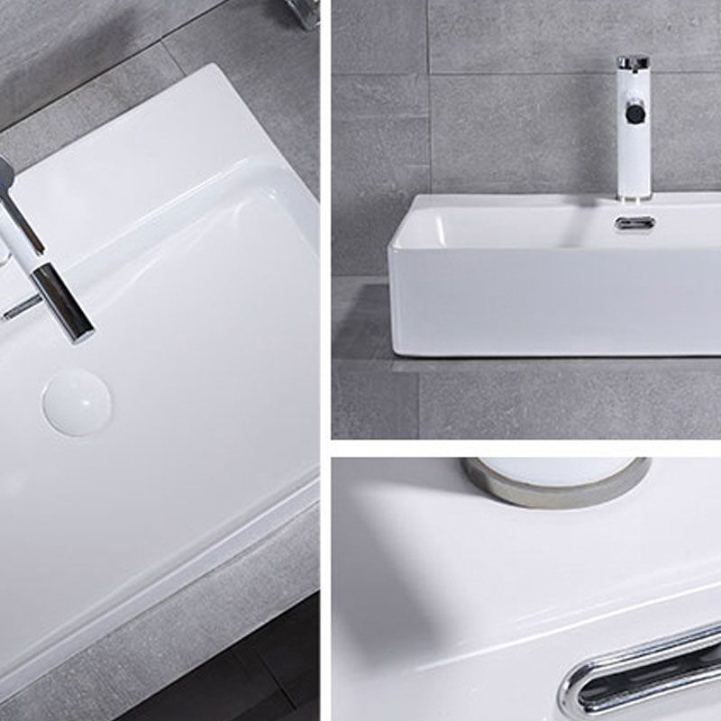 Bathroom Sink White Ceramic Faucet Single Handle Round Shape Sink Clearhalo 'Bathroom Remodel & Bathroom Fixtures' 'Bathroom Sinks & Faucet Components' 'Bathroom Sinks' 'bathroom_sink' 'Home Improvement' 'home_improvement' 'home_improvement_bathroom_sink' 1200x1200_c3b992e8-c408-4347-b624-29f5e888d02f