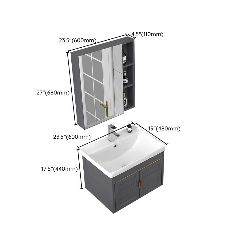 Rectangular Glam Bathroom Vanity Ceramic Top Single-Sink Wall Mount Vanity Set Clearhalo 'Bathroom Remodel & Bathroom Fixtures' 'Bathroom Vanities' 'bathroom_vanities' 'Home Improvement' 'home_improvement' 'home_improvement_bathroom_vanities' 1200x1200_c3c63d74-a42f-408d-844b-ce7be3b39a5b