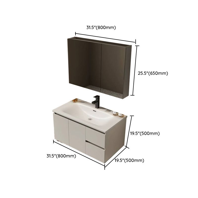 Wall Mount Bathroom Vanity Set White Wood Frame Rectangular Single Sink Scratch Resistant Clearhalo 'Bathroom Remodel & Bathroom Fixtures' 'Bathroom Vanities' 'bathroom_vanities' 'Home Improvement' 'home_improvement' 'home_improvement_bathroom_vanities' 1200x1200_c3f8b281-9f45-408d-ac70-6853aa869eea