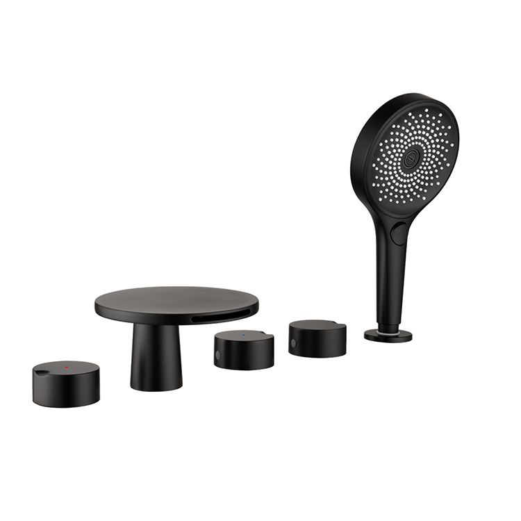 Modern Deck Mounted Metal Tub Faucet Trim Fixed Tub Faucet Trim Clearhalo 'Bathroom Remodel & Bathroom Fixtures' 'Bathtub Faucets' 'bathtub_faucets' 'Home Improvement' 'home_improvement' 'home_improvement_bathtub_faucets' 1200x1200_c42dd16f-442a-43bd-89f7-a7e6c7a75deb