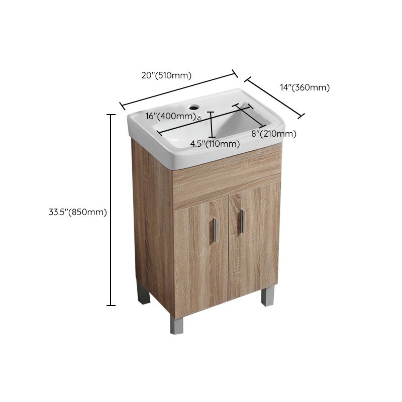 Mirror Vanity Wood Freestanding Rectangle 2 Doors Bathroom Vanity with Single Sink Clearhalo 'Bathroom Remodel & Bathroom Fixtures' 'Bathroom Vanities' 'bathroom_vanities' 'Home Improvement' 'home_improvement' 'home_improvement_bathroom_vanities' 1200x1200_c43c34b5-eaf6-42b9-b4d2-e0fcb9de3fe0