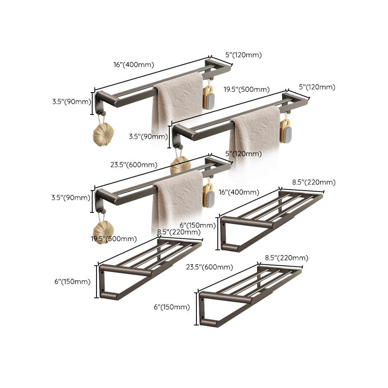 Contemporary Bathroom Accessory As Individual Or As a Set in Grey Clearhalo 'Bathroom Hardware Sets' 'Bathroom Hardware' 'Bathroom Remodel & Bathroom Fixtures' 'bathroom_hardware_sets' 'Home Improvement' 'home_improvement' 'home_improvement_bathroom_hardware_sets' 1200x1200_c4802b59-3997-42e0-bb03-32d6e3edb0c1