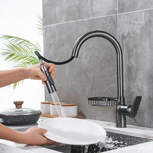 Modern Pull Down Kitchen Faucet Single Handle Faucet with Pull Out Sprayer Clearhalo 'Home Improvement' 'home_improvement' 'home_improvement_kitchen_faucets' 'Kitchen Faucets' 'Kitchen Remodel & Kitchen Fixtures' 'Kitchen Sinks & Faucet Components' 'kitchen_faucets' 1200x1200_c48df718-322b-4e66-b60a-645c9595c123