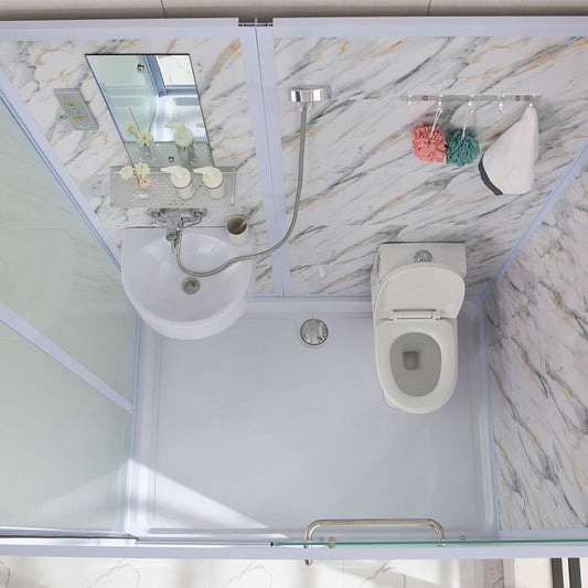 Rectangle Tempered Glass Shower Enclosure White Framed Shower Stall Clearhalo 'Bathroom Remodel & Bathroom Fixtures' 'Home Improvement' 'home_improvement' 'home_improvement_shower_stalls_enclosures' 'Shower Stalls & Enclosures' 'shower_stalls_enclosures' 'Showers & Bathtubs' 1200x1200_c4952ec6-6c2f-4d56-8b24-8c2a2b71a755