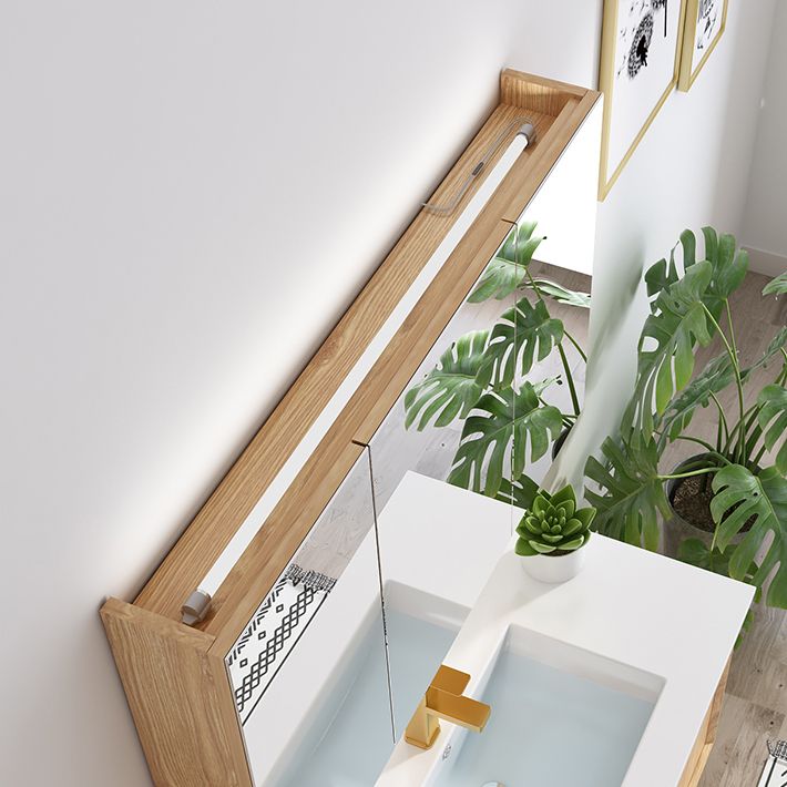 Wood Freestanding Vanity Set Drawers Rectangle Single Sink Bathroom Vanity with Mirror Clearhalo 'Bathroom Remodel & Bathroom Fixtures' 'Bathroom Vanities' 'bathroom_vanities' 'Home Improvement' 'home_improvement' 'home_improvement_bathroom_vanities' 1200x1200_c4978b30-fc9e-4c88-adf8-ba048b4a0a45