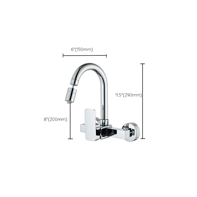 Modern Wall Mounted Single Handle Kitchen Faucet Metal Faucet in Chrome Clearhalo 'Home Improvement' 'home_improvement' 'home_improvement_kitchen_faucets' 'Kitchen Faucets' 'Kitchen Remodel & Kitchen Fixtures' 'Kitchen Sinks & Faucet Components' 'kitchen_faucets' 1200x1200_c4a05b7c-8446-44b4-9f36-e3482b235765