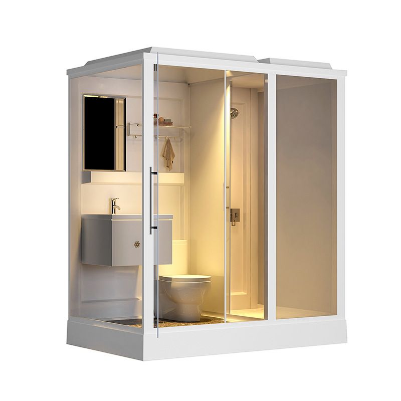 Single Sliding Shower Stall 91" H Framed Rectangle Shower Stall with White Base Clearhalo 'Bathroom Remodel & Bathroom Fixtures' 'Home Improvement' 'home_improvement' 'home_improvement_shower_stalls_enclosures' 'Shower Stalls & Enclosures' 'shower_stalls_enclosures' 'Showers & Bathtubs' 1200x1200_c4efec2c-6b1a-475e-bb06-a0deec592e2c
