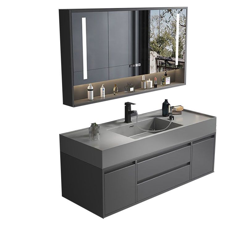 Modern Bathroom Vanity Set Freestanding with Drawers and Backsplash Included Clearhalo 'Bathroom Remodel & Bathroom Fixtures' 'Bathroom Vanities' 'bathroom_vanities' 'Home Improvement' 'home_improvement' 'home_improvement_bathroom_vanities' 1200x1200_c50502ea-c6bb-41bd-9b81-f7d5688ab18b