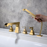Modern Style Roman Tub Filler Low Arc Deck-Mount Copper Roman Tub Filler Clearhalo 'Bathroom Remodel & Bathroom Fixtures' 'Bathtub Faucets' 'bathtub_faucets' 'Home Improvement' 'home_improvement' 'home_improvement_bathtub_faucets' 1200x1200_c5090c63-a7f5-4175-abc2-7875e5db5f33