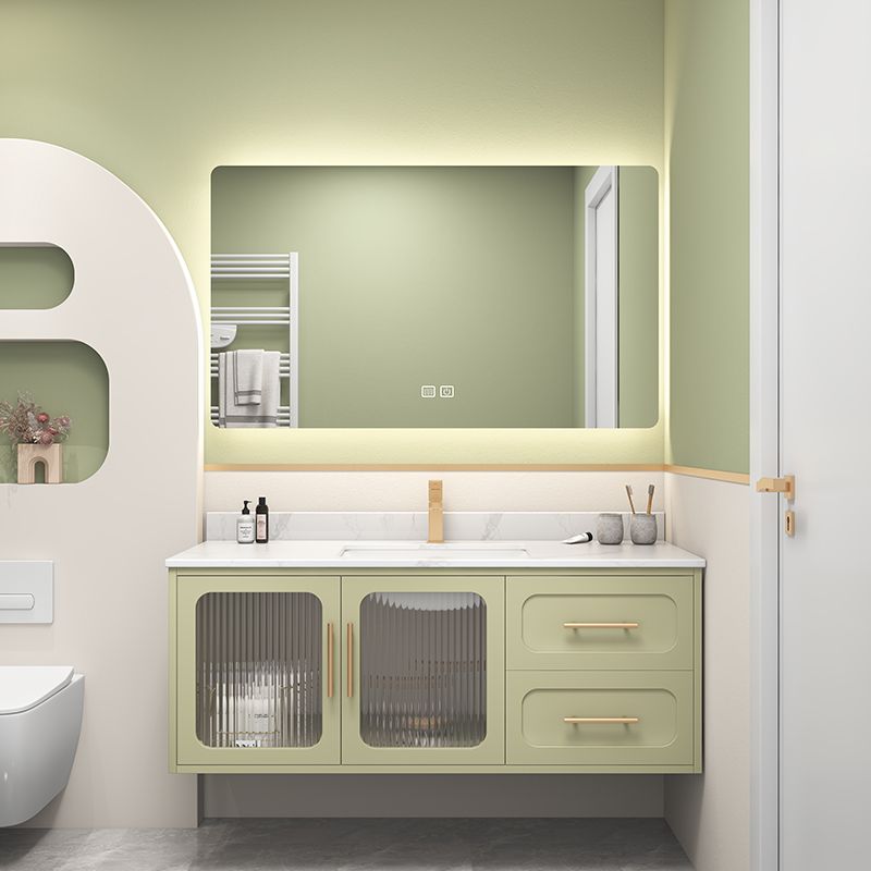 Double Sink Bath Vanity 2 Drawers Wall Mount Rectangle Vanity Set with Mirror Clearhalo 'Bathroom Remodel & Bathroom Fixtures' 'Bathroom Vanities' 'bathroom_vanities' 'Home Improvement' 'home_improvement' 'home_improvement_bathroom_vanities' 1200x1200_c519e33d-1c5a-46a4-b848-da9f3bd434aa