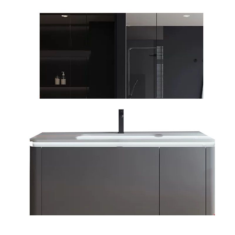 Grey Wood Modern Rectangular Wall Mounted Standard Bathroom Vanity Set Clearhalo 'Bathroom Remodel & Bathroom Fixtures' 'Bathroom Vanities' 'bathroom_vanities' 'Home Improvement' 'home_improvement' 'home_improvement_bathroom_vanities' 1200x1200_c53e4e84-7b0b-473f-8703-8f6f386ad562