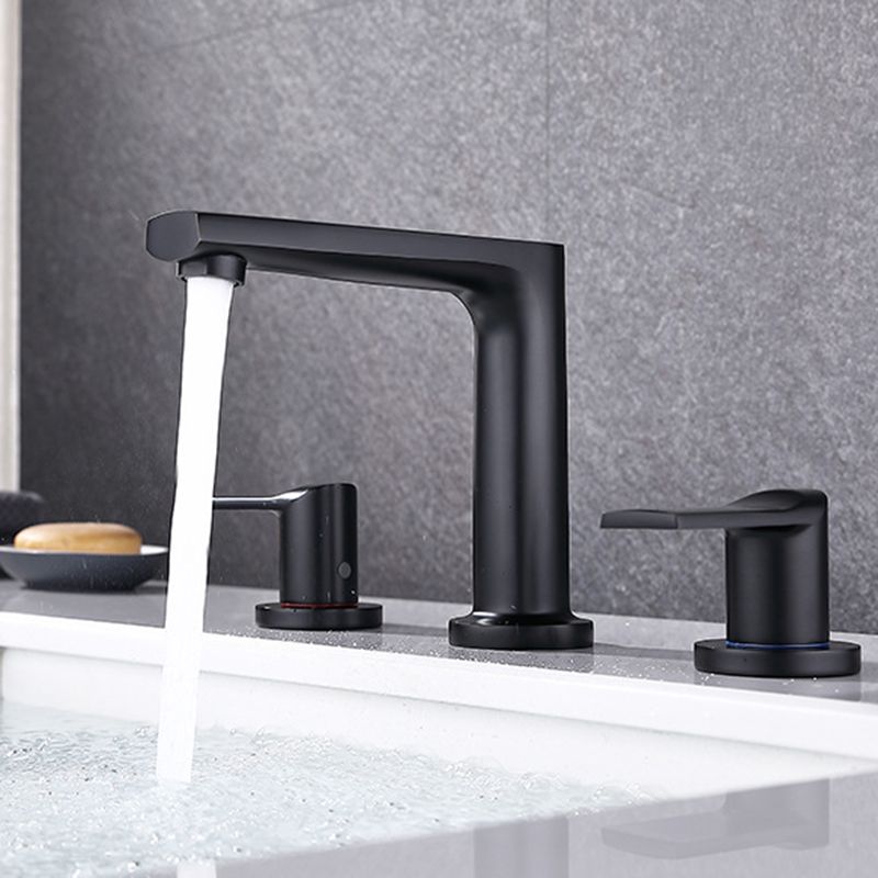 Modern 2-Handle Bathroom Sink Faucet 3 Hole Wide Spread Bathroom Faucet Clearhalo 'Bathroom Remodel & Bathroom Fixtures' 'Bathroom Sink Faucets' 'Bathroom Sinks & Faucet Components' 'bathroom_sink_faucets' 'Home Improvement' 'home_improvement' 'home_improvement_bathroom_sink_faucets' 1200x1200_c5455bb7-0800-41ef-a156-6f593b809f98