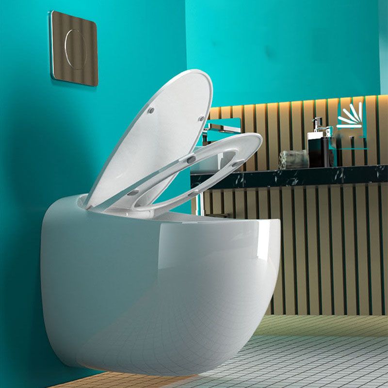 Wall-mounted Round Hanging Toilet Soft-Close Seat Toilet with Glazed Surface Clearhalo 'Bathroom Remodel & Bathroom Fixtures' 'Home Improvement' 'home_improvement' 'home_improvement_toilets' 'Toilets & Bidets' 'Toilets' 1200x1200_c56ee35f-66d3-4e2c-ab8e-988a61d65230