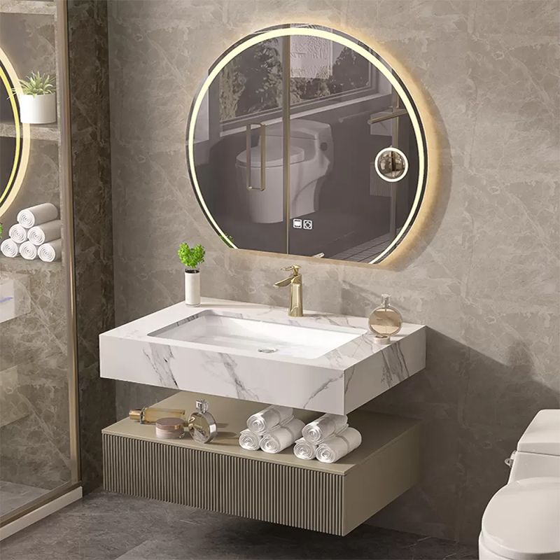 Bathroom Vanity Set Round LED Mirror Rectangular Sink Sink Vanity Clearhalo 'Bathroom Remodel & Bathroom Fixtures' 'Bathroom Vanities' 'bathroom_vanities' 'Home Improvement' 'home_improvement' 'home_improvement_bathroom_vanities' 1200x1200_c57eb38b-d0b0-42f9-8f1c-29f3c6a5d337