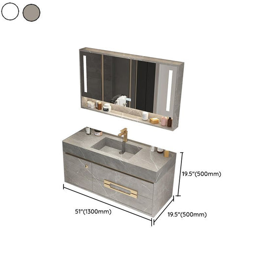 Single Sink Bathroom Vanity Wall Mount 2 Drawers Stone Rectangular with Mirror Clearhalo 'Bathroom Remodel & Bathroom Fixtures' 'Bathroom Vanities' 'bathroom_vanities' 'Home Improvement' 'home_improvement' 'home_improvement_bathroom_vanities' 1200x1200_c58acb22-e851-4054-9f6d-cbc0ea345528
