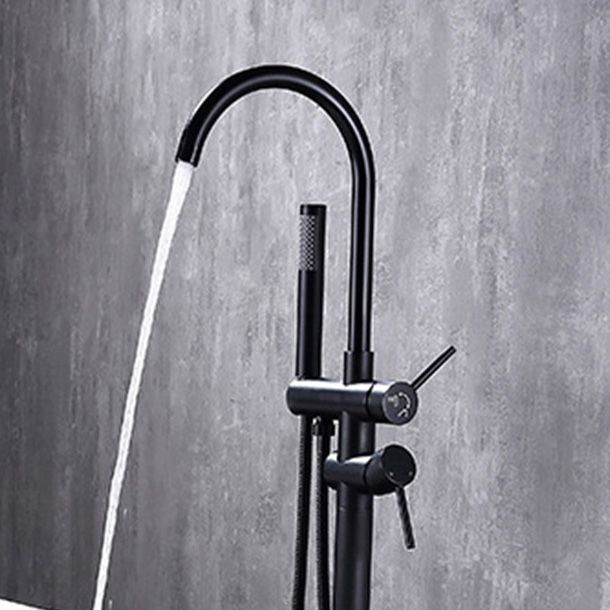 Modern Freestanding Tub Filler Floor Mounted Tub Faucet with Dual Handle Clearhalo 'Bathroom Remodel & Bathroom Fixtures' 'Bathtub Faucets' 'bathtub_faucets' 'Home Improvement' 'home_improvement' 'home_improvement_bathtub_faucets' 1200x1200_c592567f-7acc-4bb0-82a8-58b30f89096e