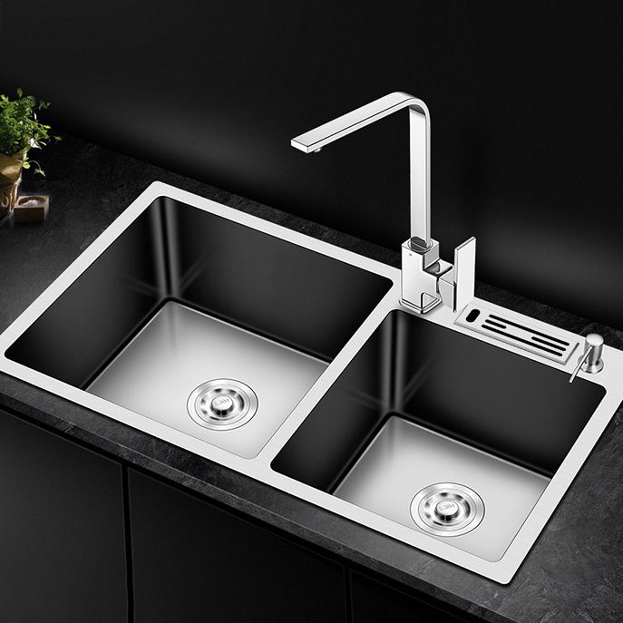 Modern Style Kitchen Sink Stainless Steel Kitchen Double Sink with Soundproofing Clearhalo 'Home Improvement' 'home_improvement' 'home_improvement_kitchen_sinks' 'Kitchen Remodel & Kitchen Fixtures' 'Kitchen Sinks & Faucet Components' 'Kitchen Sinks' 'kitchen_sinks' 1200x1200_c5c5d378-42ae-4050-a5fb-7f56ac015498