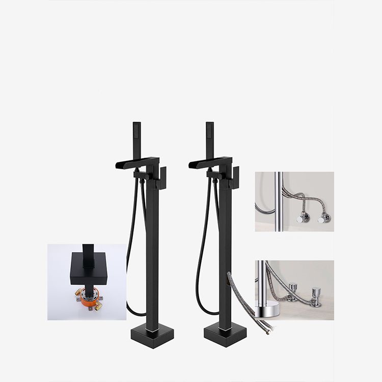 Modern Brass Freestanding Tub Filler Floor Mounted Tub Filler with Handle Clearhalo 'Bathroom Remodel & Bathroom Fixtures' 'Bathtub Faucets' 'bathtub_faucets' 'Home Improvement' 'home_improvement' 'home_improvement_bathtub_faucets' 1200x1200_c5cfc1df-33c0-4243-bcc4-e548cc935ec1