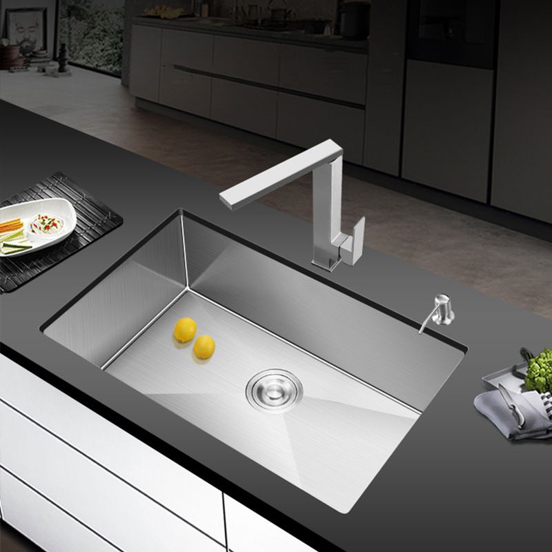 Single Bowl Kitchen Sink Stainless Steel Kitchen Sink with Rectangle Shape Clearhalo 'Home Improvement' 'home_improvement' 'home_improvement_kitchen_sinks' 'Kitchen Remodel & Kitchen Fixtures' 'Kitchen Sinks & Faucet Components' 'Kitchen Sinks' 'kitchen_sinks' 1200x1200_c5f05046-c7d5-48ed-af9e-828be70b4d08