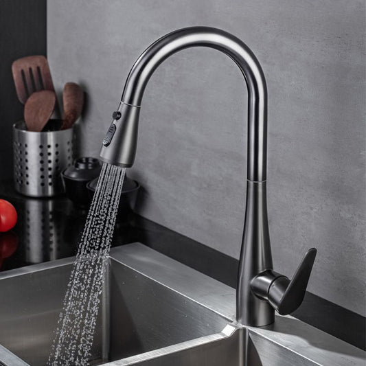Modern 1-Handle Kitchen Faucet Stainless Steel Standard Kitchen Faucet Clearhalo 'Home Improvement' 'home_improvement' 'home_improvement_kitchen_faucets' 'Kitchen Faucets' 'Kitchen Remodel & Kitchen Fixtures' 'Kitchen Sinks & Faucet Components' 'kitchen_faucets' 1200x1200_c6043552-b9e8-4012-9558-92a5e72cb63c