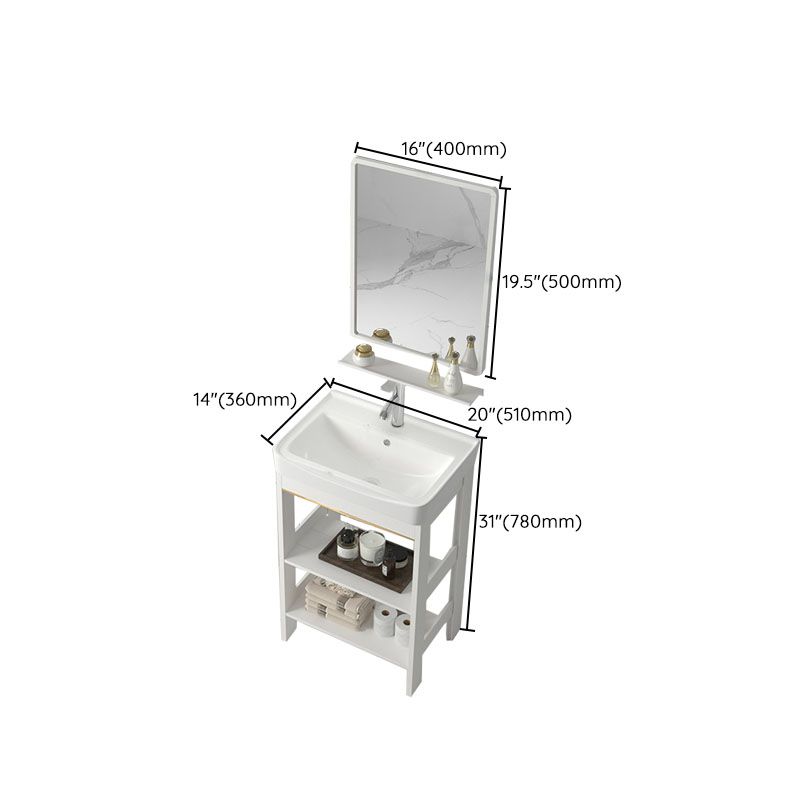 Modern Metal Freestanding Sink Vanity White with Sink Shelf for Bathroom Clearhalo 'Bathroom Remodel & Bathroom Fixtures' 'Bathroom Vanities' 'bathroom_vanities' 'Home Improvement' 'home_improvement' 'home_improvement_bathroom_vanities' 1200x1200_c60deb5d-22af-4f47-ae9c-87a2002e95ed