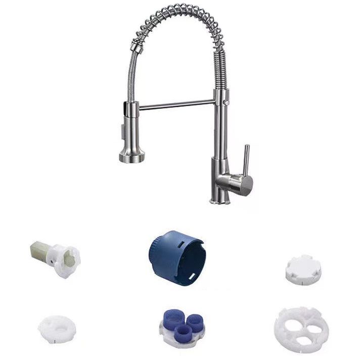 Modern Farmhouse One Handle Spring Spout Kitchen Faucet High Arch Water Filler Clearhalo 'Home Improvement' 'home_improvement' 'home_improvement_kitchen_faucets' 'Kitchen Faucets' 'Kitchen Remodel & Kitchen Fixtures' 'Kitchen Sinks & Faucet Components' 'kitchen_faucets' 1200x1200_c6115bc7-c5bf-41b3-8fc3-ae1ce4f1e1f3