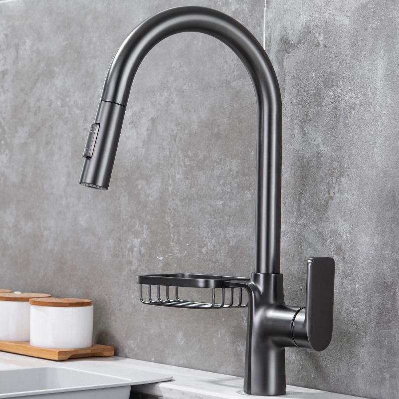 Modern Pull Down Kitchen Faucet Single Handle Faucet with Pull Out Sprayer Clearhalo 'Home Improvement' 'home_improvement' 'home_improvement_kitchen_faucets' 'Kitchen Faucets' 'Kitchen Remodel & Kitchen Fixtures' 'Kitchen Sinks & Faucet Components' 'kitchen_faucets' 1200x1200_c61b8815-5513-4cb6-b2b8-ecf659dd01a2