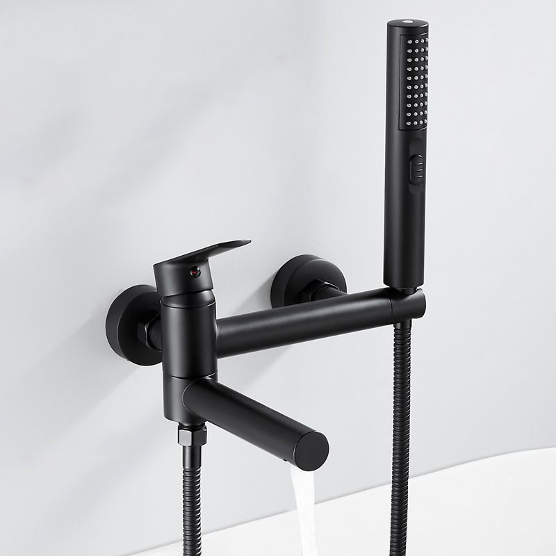 Wall Mounted Metal Tub Filler Single Handle Swivel Tub Faucet Trim Clearhalo 'Bathroom Remodel & Bathroom Fixtures' 'Bathtub Faucets' 'bathtub_faucets' 'Home Improvement' 'home_improvement' 'home_improvement_bathtub_faucets' 1200x1200_c62e3d86-c6fc-4429-aa69-bcf7fe6a327d