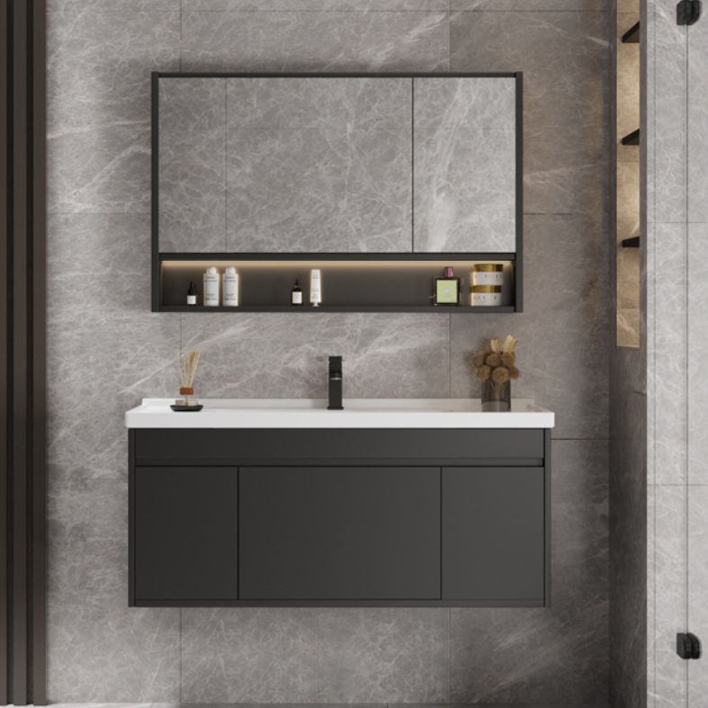 Wall Mount Bathroom Vanity Modern Ceramic Gray Rectangular Single Vanity Set Clearhalo 'Bathroom Remodel & Bathroom Fixtures' 'Bathroom Vanities' 'bathroom_vanities' 'Home Improvement' 'home_improvement' 'home_improvement_bathroom_vanities' 1200x1200_c6427a45-19fb-4301-a26e-c8536b994552