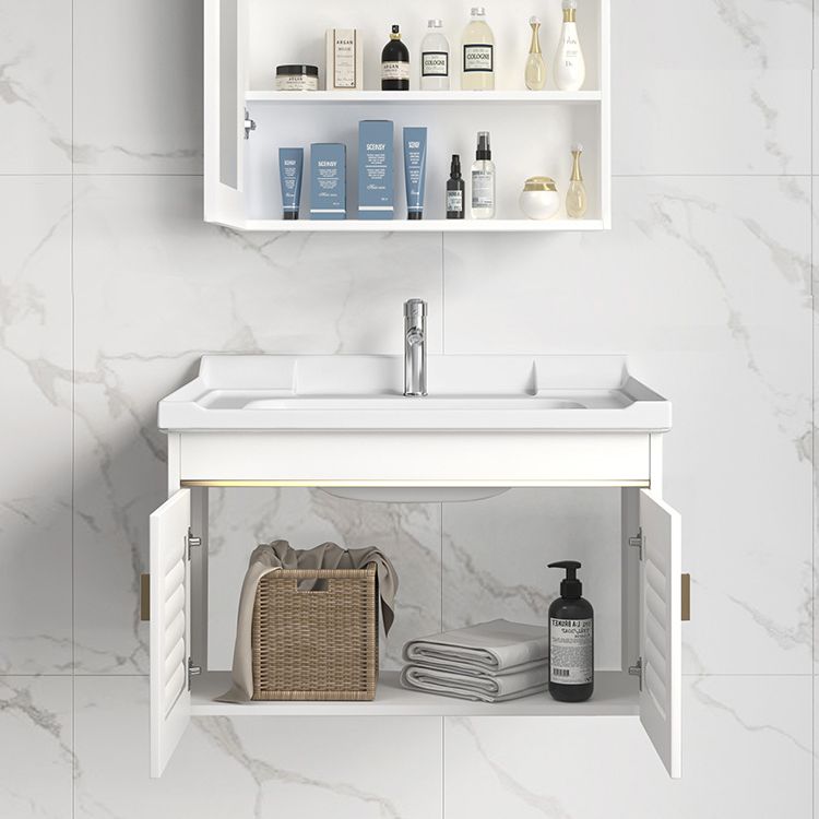 Glam White Sink Vanity Wooden Single Sink Vanity Set for Bathroom Clearhalo 'Bathroom Remodel & Bathroom Fixtures' 'Bathroom Vanities' 'bathroom_vanities' 'Home Improvement' 'home_improvement' 'home_improvement_bathroom_vanities' 1200x1200_c6454588-2057-460e-9337-47832b74f24b