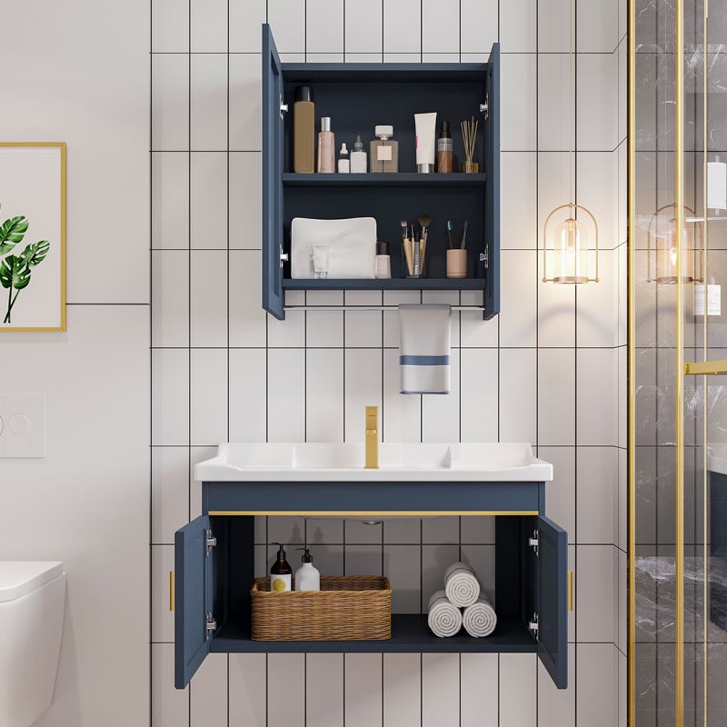 Modern Single Wall Mount Vanity Blue Ceramic Top Sink Vanity Clearhalo 'Bathroom Remodel & Bathroom Fixtures' 'Bathroom Vanities' 'bathroom_vanities' 'Home Improvement' 'home_improvement' 'home_improvement_bathroom_vanities' 1200x1200_c64e235e-fdc2-418d-b5c4-7b9ddba410eb