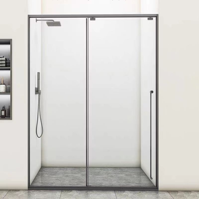 Single Sliding Gray Semi Frameless Shower Door Clear Shower Bath Door Clearhalo 'Bathroom Remodel & Bathroom Fixtures' 'Home Improvement' 'home_improvement' 'home_improvement_shower_tub_doors' 'Shower and Tub Doors' 'shower_tub_doors' 'Showers & Bathtubs' 1200x1200_c6521a9c-bb50-4337-83ef-c1f85c51a7e7