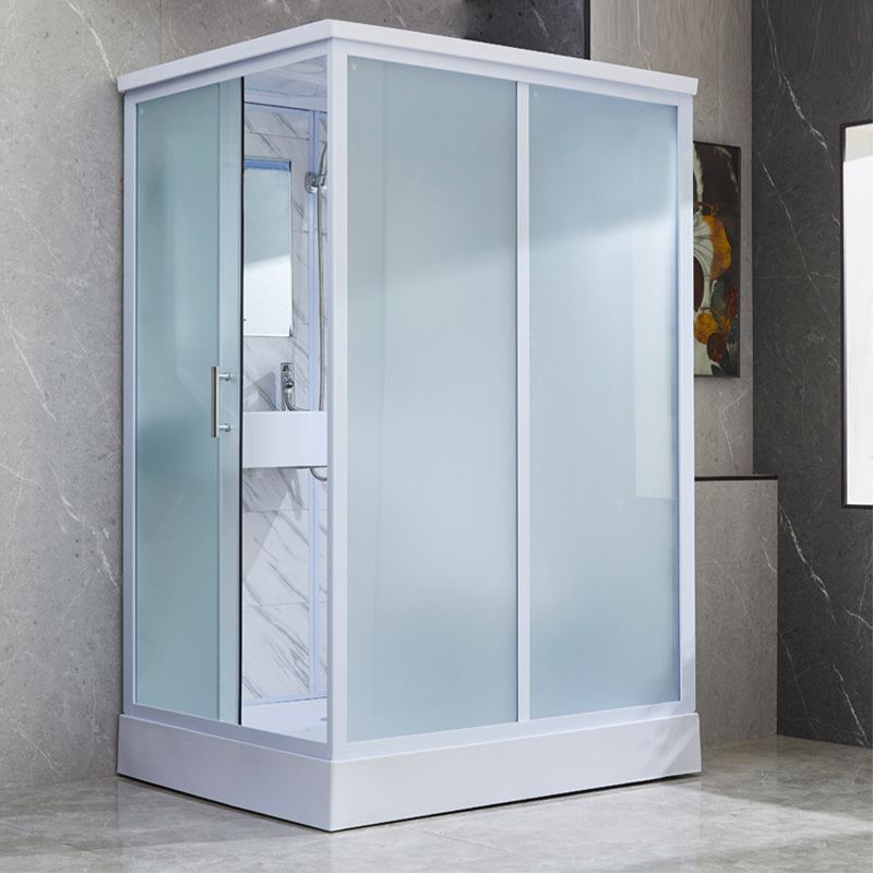 43" W X 86" H Shower Stall Semi-Frameless Rectangle Sliding Shower Kit with Base Included Clearhalo 'Bathroom Remodel & Bathroom Fixtures' 'Home Improvement' 'home_improvement' 'home_improvement_shower_stalls_enclosures' 'Shower Stalls & Enclosures' 'shower_stalls_enclosures' 'Showers & Bathtubs' 1200x1200_c65325f3-35cd-4a00-88c6-d745b7087bf5