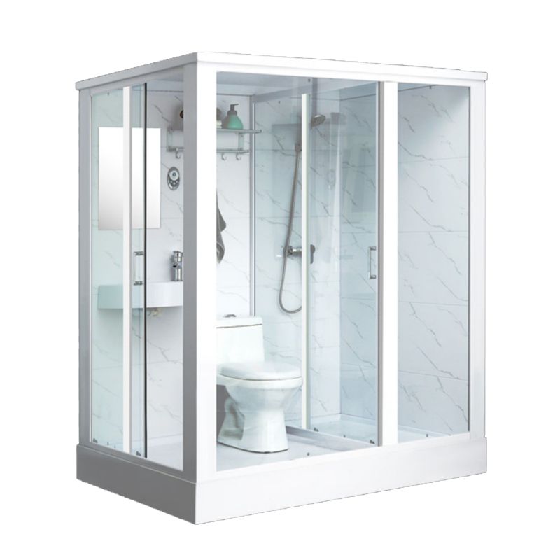 One Piece Tempered Glass Single Sliding Shower Enclosure White Frame Shower Enclosure Clearhalo 'Bathroom Remodel & Bathroom Fixtures' 'Home Improvement' 'home_improvement' 'home_improvement_shower_stalls_enclosures' 'Shower Stalls & Enclosures' 'shower_stalls_enclosures' 'Showers & Bathtubs' 1200x1200_c6552f37-72d7-4c9f-ab94-e5cd15a60b42