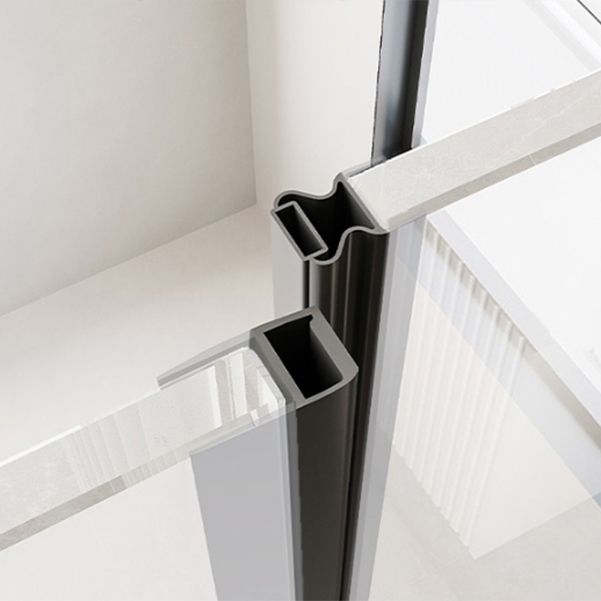 Black Semi Frameless Glass Shower Door Hinged Shower Bath Door Clearhalo 'Bathroom Remodel & Bathroom Fixtures' 'Home Improvement' 'home_improvement' 'home_improvement_shower_tub_doors' 'Shower and Tub Doors' 'shower_tub_doors' 'Showers & Bathtubs' 1200x1200_c65be6ae-ddb0-41b8-83e8-304753d36865