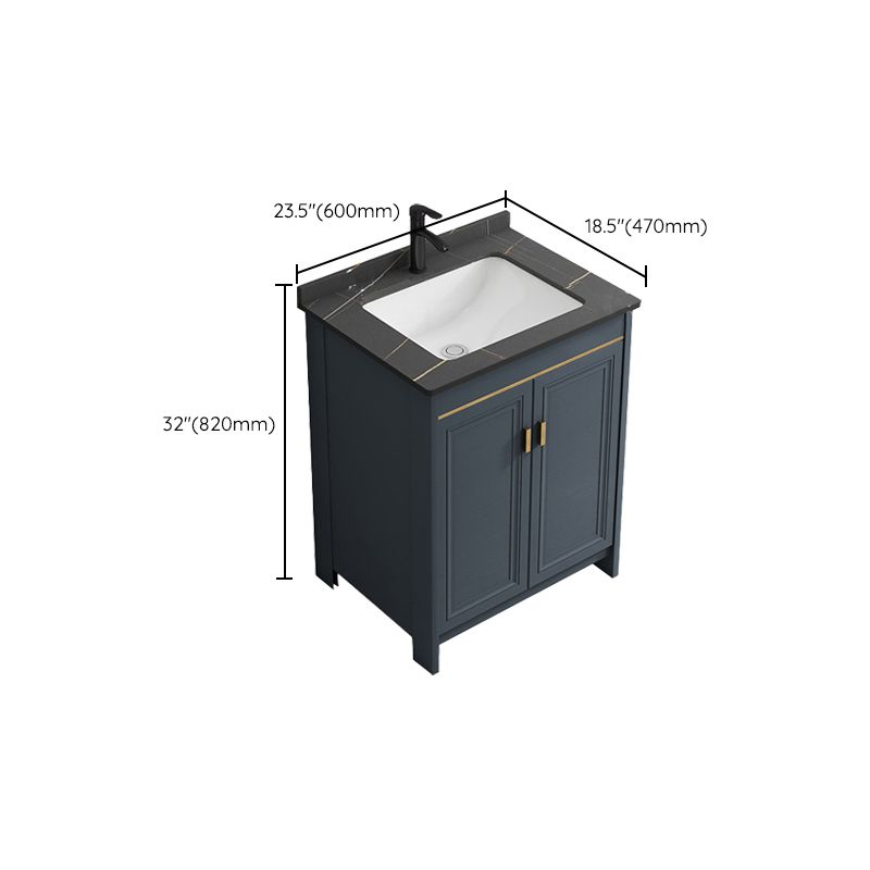 Blue Bathroom Vanity Metal Frame Single Sink Rectangle Mirror Bath Vanity with 2 Doors Clearhalo 'Bathroom Remodel & Bathroom Fixtures' 'Bathroom Vanities' 'bathroom_vanities' 'Home Improvement' 'home_improvement' 'home_improvement_bathroom_vanities' 1200x1200_c6826c5c-86ee-458b-8fd6-b4851ade417b