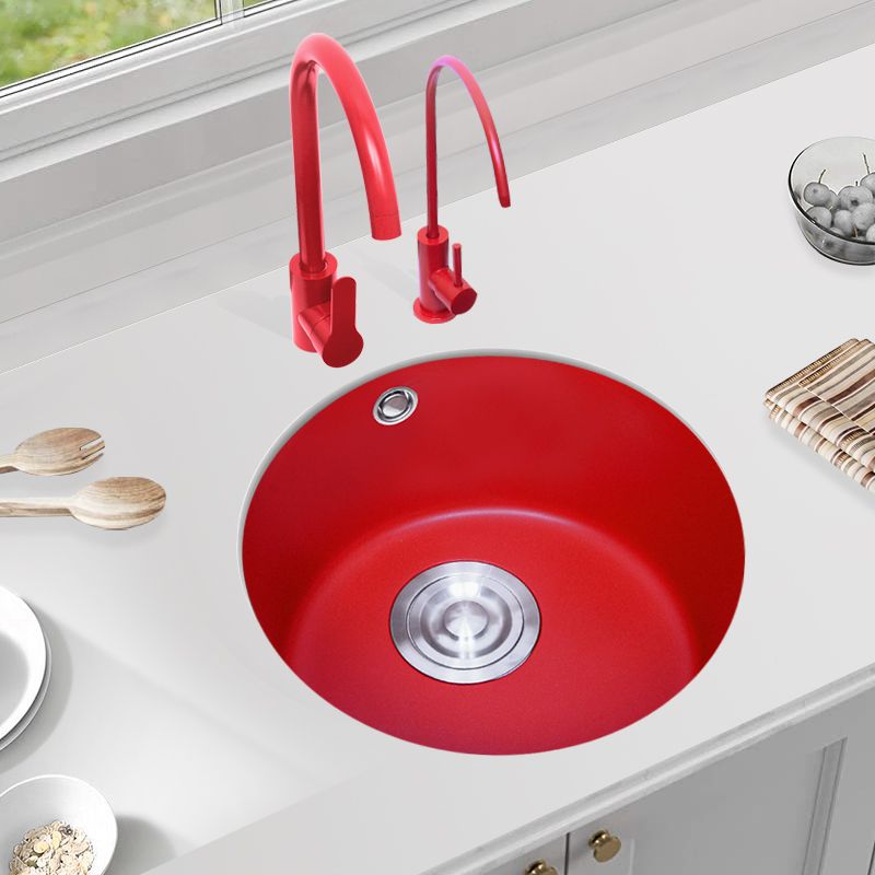 Quartz Kitchen Sink Single Bowl Red Round Kitchen Sink with Drain Assembly Clearhalo 'Home Improvement' 'home_improvement' 'home_improvement_kitchen_sinks' 'Kitchen Remodel & Kitchen Fixtures' 'Kitchen Sinks & Faucet Components' 'Kitchen Sinks' 'kitchen_sinks' 1200x1200_c68cef60-d467-4bc5-8235-8e586047ff1c