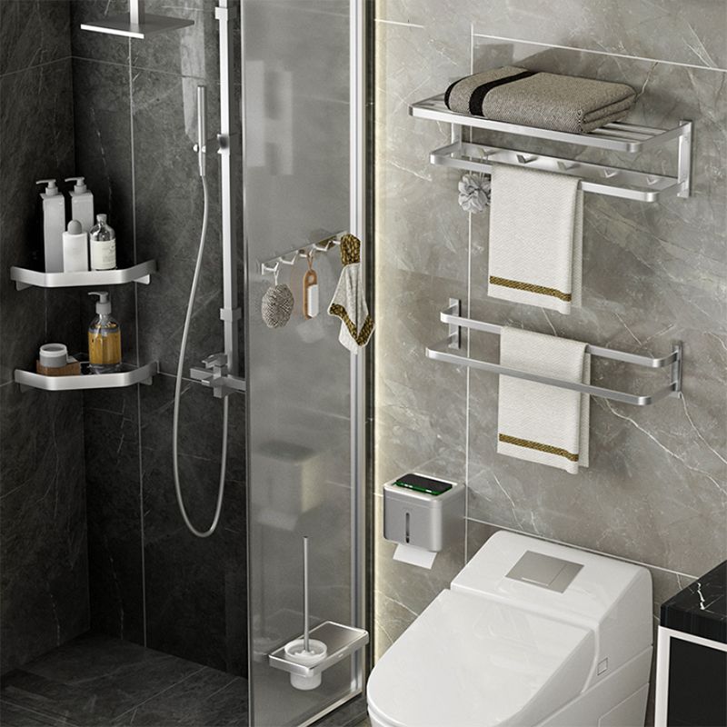 Modern Bath Hardware Set Silver Bath Shelf Towel Bar Bathroom Accessory Kit Clearhalo 'Bathroom Hardware Sets' 'Bathroom Hardware' 'Bathroom Remodel & Bathroom Fixtures' 'bathroom_hardware_sets' 'Home Improvement' 'home_improvement' 'home_improvement_bathroom_hardware_sets' 1200x1200_c6a5efe6-1159-4095-859e-3e95de9940af