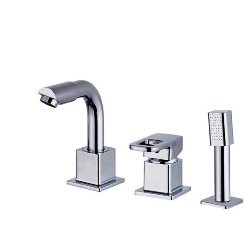 Chrome Bath Faucet Trim with Lever Handle Deck Mount Tub Faucet Clearhalo 'Bathroom Remodel & Bathroom Fixtures' 'Bathtub Faucets' 'bathtub_faucets' 'Home Improvement' 'home_improvement' 'home_improvement_bathtub_faucets' 1200x1200_c6b60c6b-5e96-4e8d-8661-d7ad41ae120a