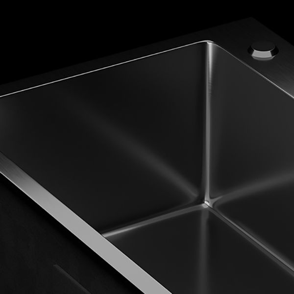 Rectangular Kitchen Sink Black Stainless Steel Single Bowl Top Mount ...