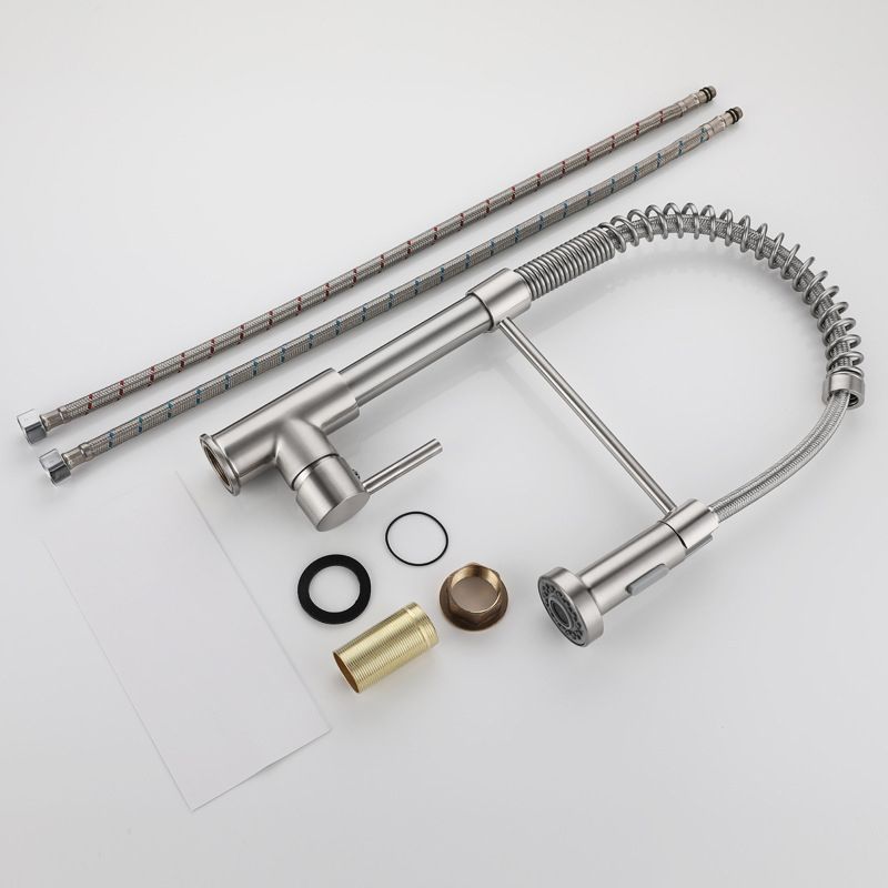 Modern Farmhouse Kitchen Faucet Pull down Single Handle 304 Stainless Steel Faucet Clearhalo 'Home Improvement' 'home_improvement' 'home_improvement_kitchen_faucets' 'Kitchen Faucets' 'Kitchen Remodel & Kitchen Fixtures' 'Kitchen Sinks & Faucet Components' 'kitchen_faucets' 1200x1200_c6dee995-5dad-4c73-9136-6a036afc75e0