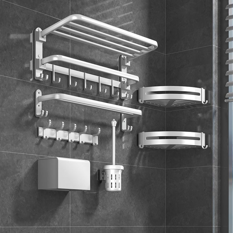 Modern White Bathroom Accessory As Individual Or As a Set in Metal Clearhalo 'Bathroom Hardware Sets' 'Bathroom Hardware' 'Bathroom Remodel & Bathroom Fixtures' 'bathroom_hardware_sets' 'Home Improvement' 'home_improvement' 'home_improvement_bathroom_hardware_sets' 1200x1200_c6df954c-b416-4e36-8d68-2513f429a803