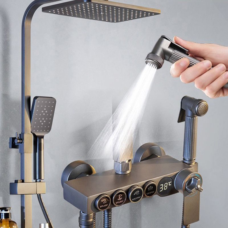 Modern Shower System Rectangle Handle Lever Wall Mounted Copper Shower System Clearhalo 'Bathroom Remodel & Bathroom Fixtures' 'Home Improvement' 'home_improvement' 'home_improvement_shower_faucets' 'Shower Faucets & Systems' 'shower_faucets' 'Showers & Bathtubs Plumbing' 'Showers & Bathtubs' 1200x1200_c6e2366f-d581-4fca-8a94-93068404ea9a