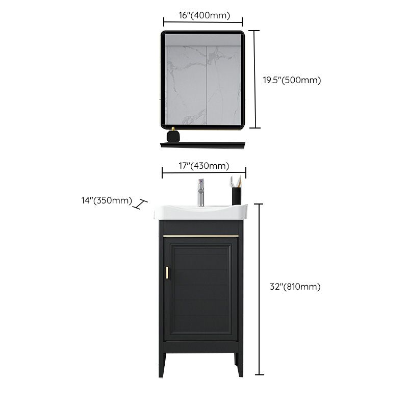 Modern Metal Sink Cabinet Mirror Wall-Mounted Bathroom Vanity Cabinet in Black Clearhalo 'Bathroom Remodel & Bathroom Fixtures' 'Bathroom Vanities' 'bathroom_vanities' 'Home Improvement' 'home_improvement' 'home_improvement_bathroom_vanities' 1200x1200_c6fc27ba-7eb7-4c60-9b80-faf95b46e057