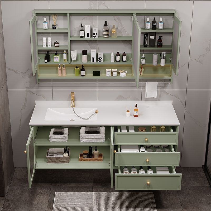 Modern Sink Vanity Solid Color Storage Shelves Wall Mount Bathroom Vanity Set Clearhalo 'Bathroom Remodel & Bathroom Fixtures' 'Bathroom Vanities' 'bathroom_vanities' 'Home Improvement' 'home_improvement' 'home_improvement_bathroom_vanities' 1200x1200_c701b841-3580-4fb3-80f0-40aa041cd069