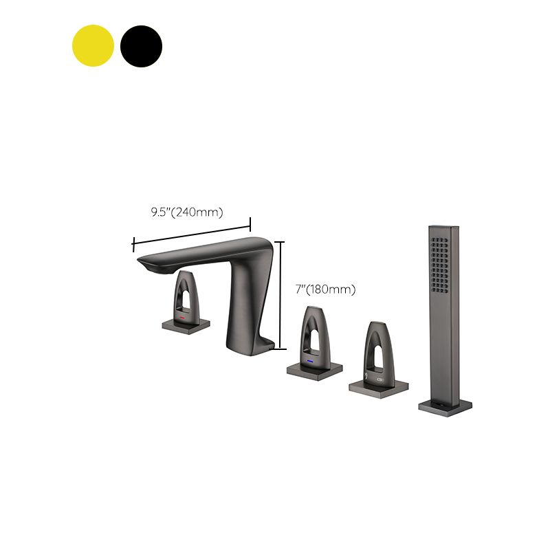 Modern Bathtub Faucet Flush Mounted Shower Head Rod Handle Faucet Clearhalo 'Bathroom Remodel & Bathroom Fixtures' 'Bathtub Faucets' 'bathtub_faucets' 'Home Improvement' 'home_improvement' 'home_improvement_bathtub_faucets' 1200x1200_c7299c44-e17f-4778-a7d5-1a34d1de9a8d